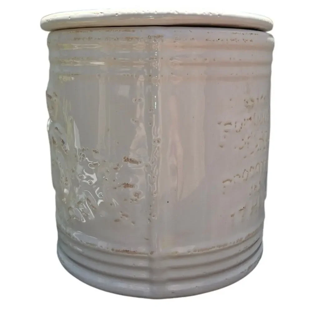Anthropologie Virginia casa ceramic tin can handmade 4.7 in wide 5 in tall #59